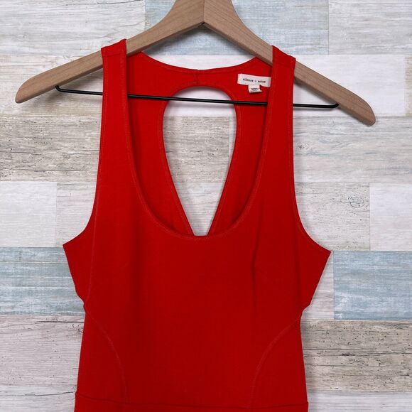 Silence & Noise Seamed Ponte Cut Out Dress Red Urban Outfitters Womens Medium - Picture 2 of 8